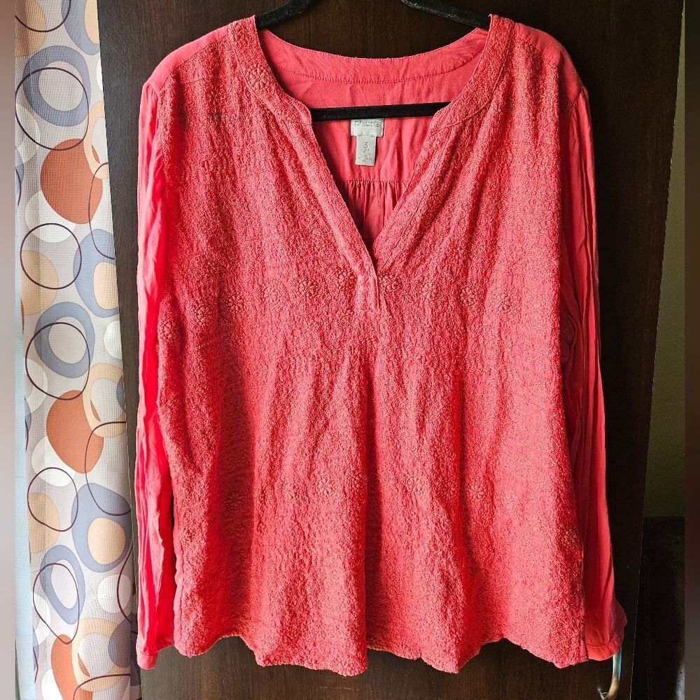 Chico's Vibrant Pink Blouse Plus Size 3